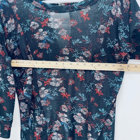 Free People Blouse Sz S Womens Dock Street Floral Ruffle Top Black Keyhole Back - Picture 7 of 14